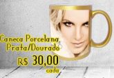 Caneca Dourada Porcelana Britney Spears Femme Fatale